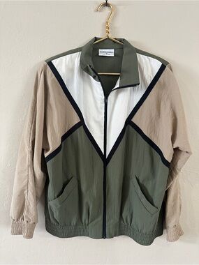 Alfred Dunner Vintage Colorblock Windbreaker Jacket Size 10
